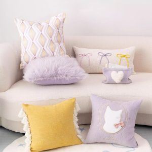 Lilac Kitten Cream Cushion Collection