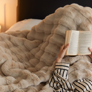Faux Fur Light Mocha Blanket
